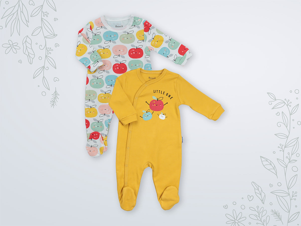 Apple Delight Baby Bodysuits: Pack of 2