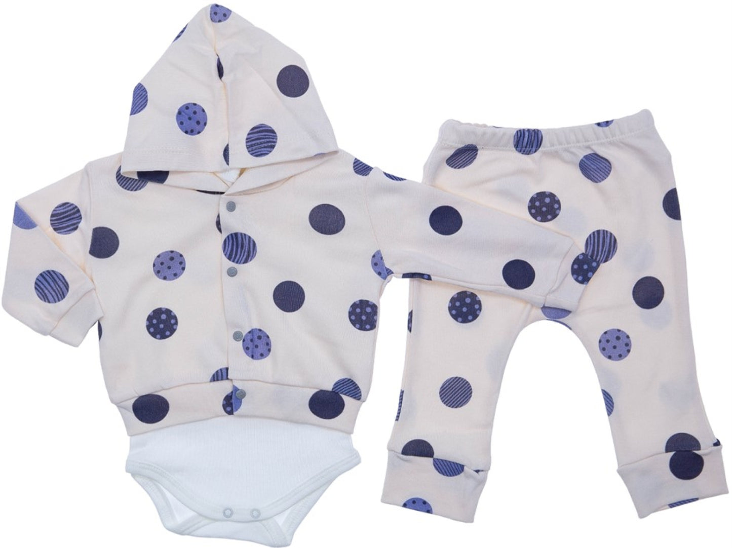 White with Blue Polka Dots 3-Piece Set