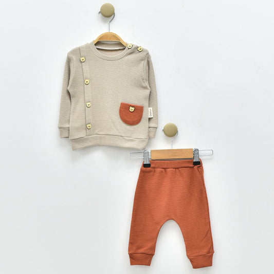 2-Piece Baby Set: Elastic Waistband Trousers and Sweater