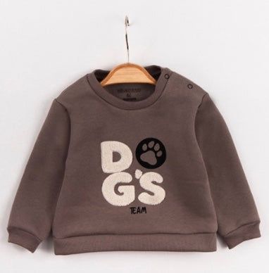 Grey Sweater with "Dogs" Print