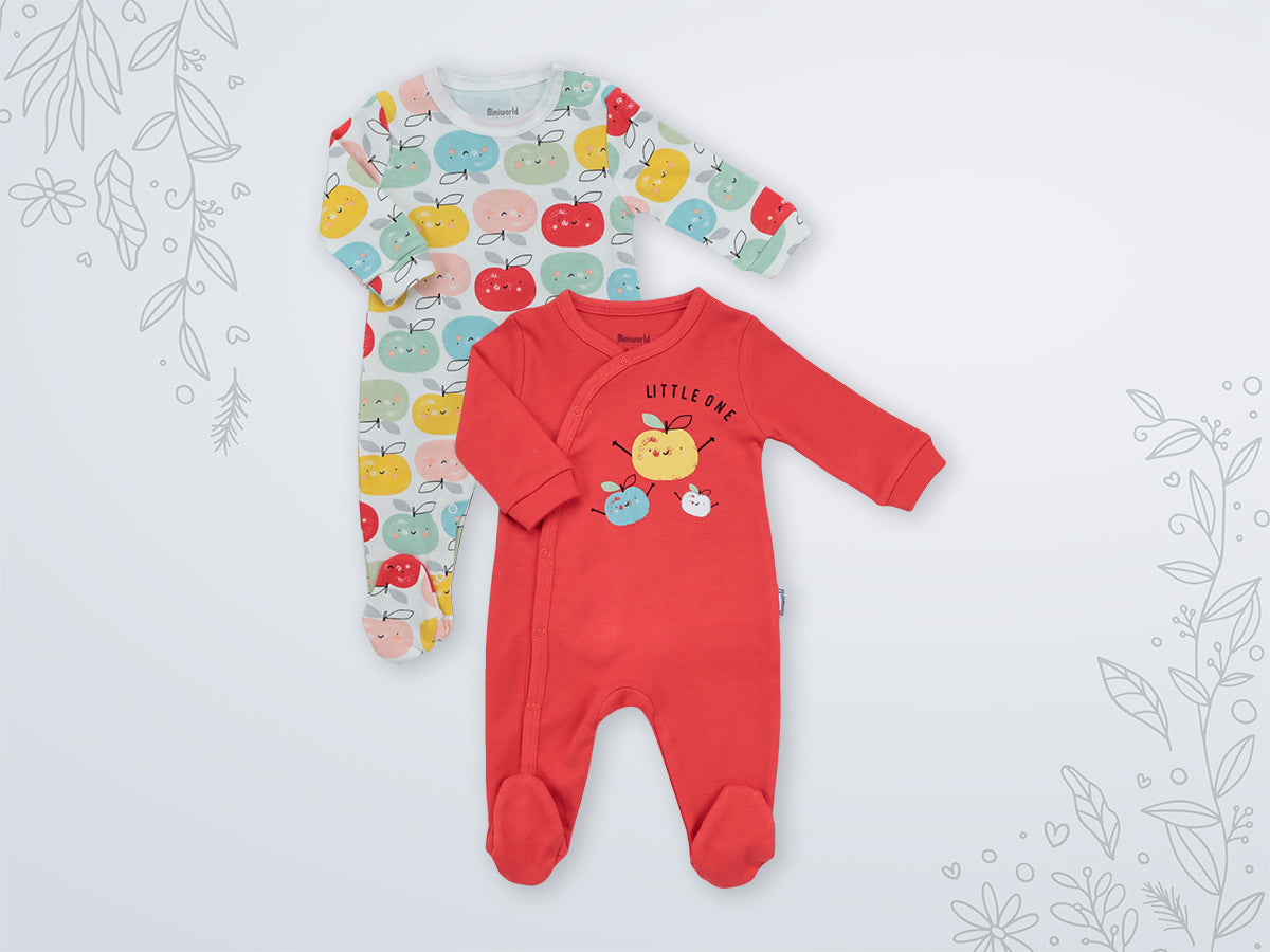 Apple Delight Baby Bodysuits: Pack of 2