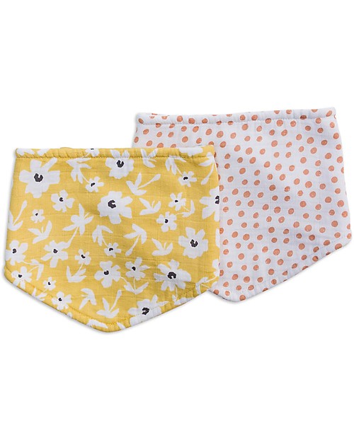 Set of 2 Bandana Bibs - Breathable - 100% Cotton Muslin