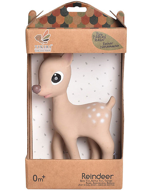 Ralphie the Reindeer - Rattle + Teether + Bath Play - 100% Natural Rubber