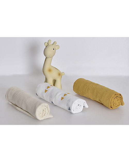 Three Muslin and Teether Gift Set - Giraffe